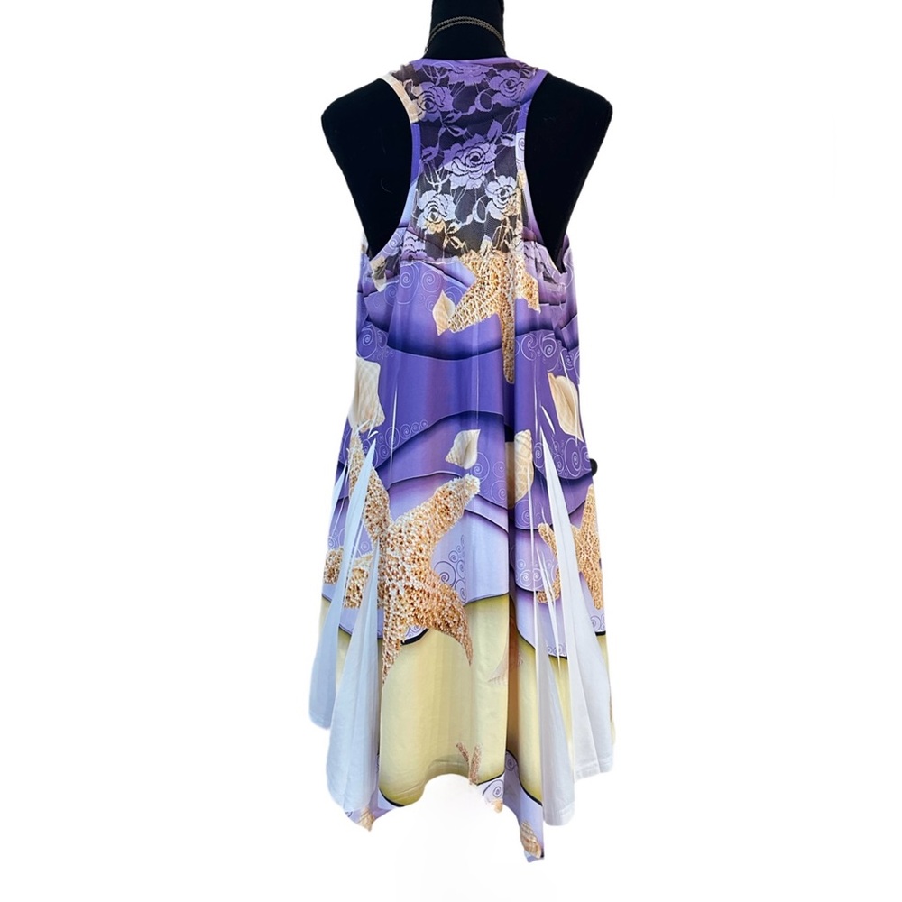 #46 INDIA BOUTIQUE ~ Purple/Gold or Pink/Gold Asymmetrical Lace Dress/Cover Up - Picture 6 of 9
